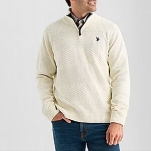 NWT U.S. Polo Assn. Textured Mock Neck Long Sleeve Quarter-Zip Pullover Sweater